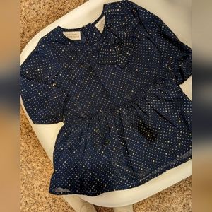 Baby girl navy blue and gold dress 9 m